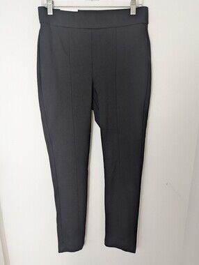 New Anne Klein Ponte Pants Size M Black Stretch High Rise Tummy Control Pull On